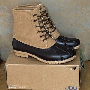 JBU Maine Waterproof Duck Boots Men’s 9M Tan Faux Fur Lined Lace Up Winter
